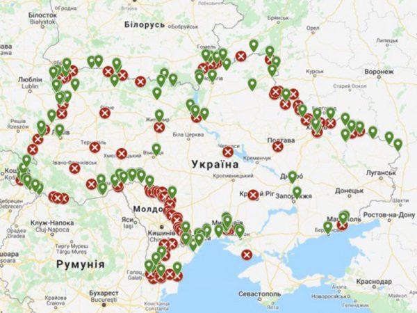 Інтерактивна мапа пропускних пунктів на кордоні України